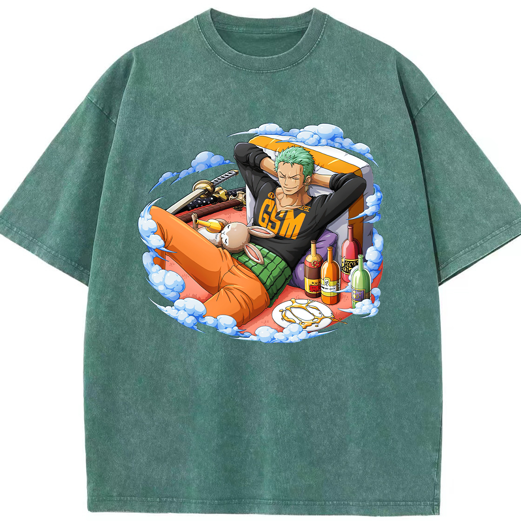 ワンピース ロロノア・ゾロ ONE PIECE Roronoa Zoro 綿100% ヴィンテージ風 半袖Tシャツ（フロントプリント）